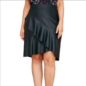 Lane Bryant ruffle Leather Skirt size 28